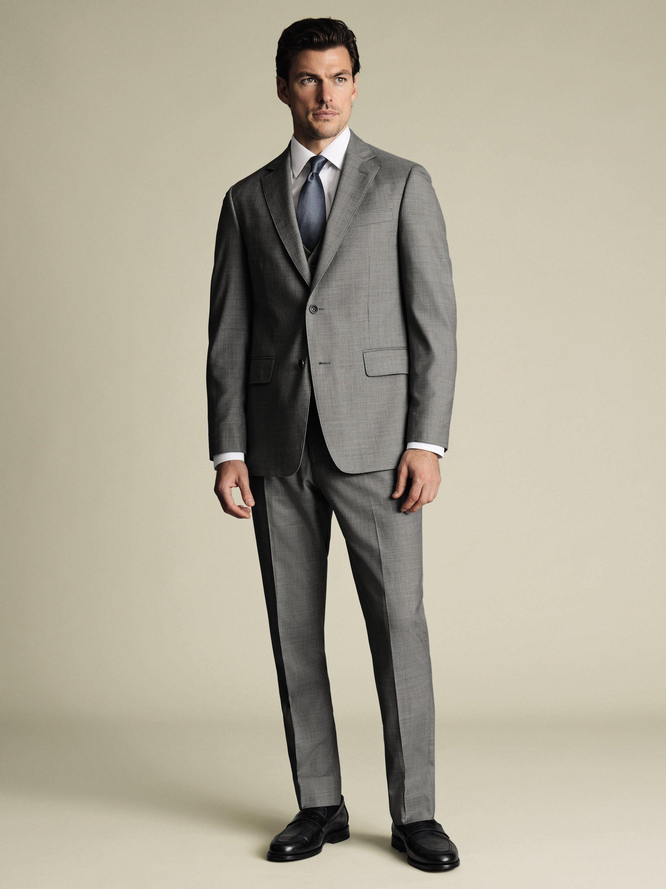 Product image 2 of 2, which shows Charles Tyrwhitt Single Breasted Wool Waistcoat, Grey, 36R