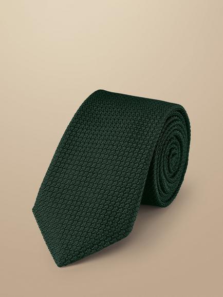 Charles Tyrwhitt Grenadine luxury Italian Tie, Dark Green
