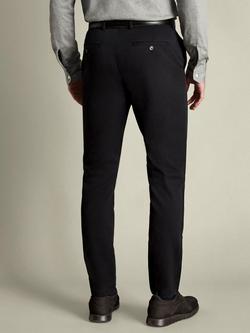 Charles Tyrwhitt Straight Cotton Blend Trousers - view 2, Black