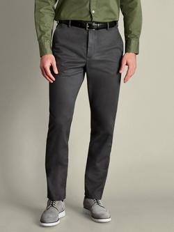 Charles Tyrwhitt Straight Cotton Blend Trousers, Dark Grey