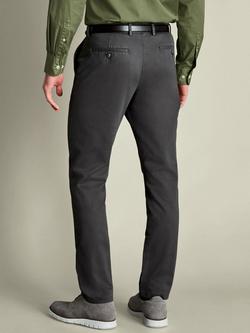 Charles Tyrwhitt Straight Cotton Blend Trousers - view 2, Dark Grey