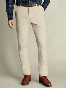 Charles Tyrwhitt Straight Cotton Blend Trousers, Stone, Stone