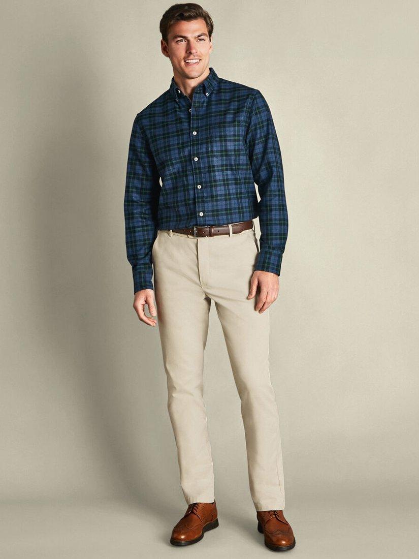 Product image 4 of 5, which shows Charles Tyrwhitt Straight Cotton Blend Trousers, Stone, 32S