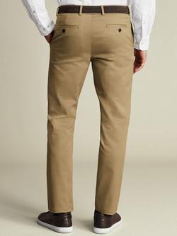 Charles Tyrwhitt Straight Cotton Blend Trousers - view 2, Tan