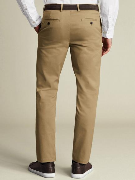 Charles Tyrwhitt Straight Cotton Blend Trousers - view 2, Tan