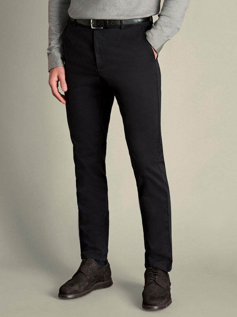 Product image 1 of 5, which shows Charles Tyrwhitt Slim Fit Cotton Blend Trousers, Black, 30S