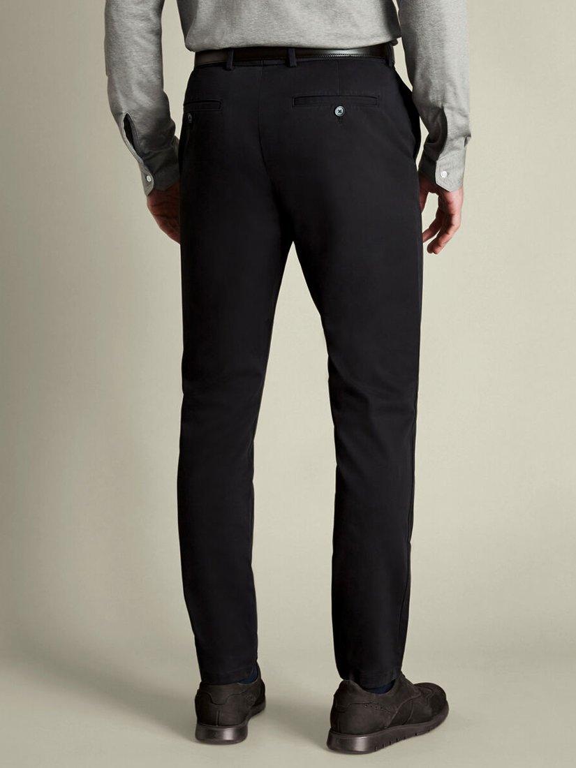 Product image 2 of 5, which shows Charles Tyrwhitt Slim Fit Cotton Blend Trousers, Black, 30S