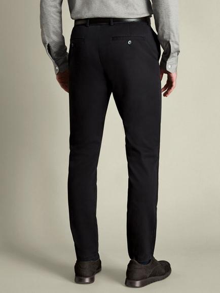 Charles Tyrwhitt Slim Fit Cotton Blend Trousers - view 2, Black