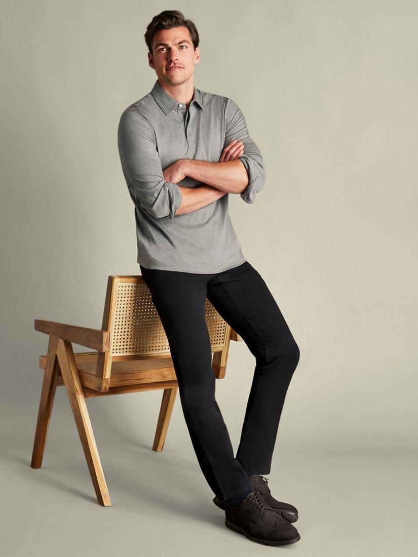 Product image 5 of 5, which shows Charles Tyrwhitt Slim Fit Cotton Blend Trousers, Black, 30S