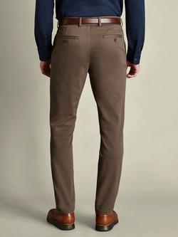 Charles Tyrwhitt Slim Fit Cotton Blend Trousers - view 2, Mocha