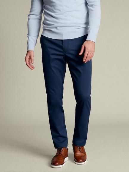 Charles Tyrwhitt Straight Cotton Blend Trousers, Royal Blue, Royal Blue
