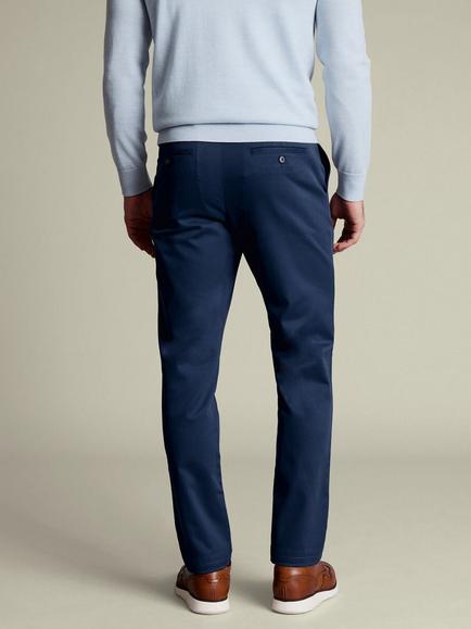 Charles Tyrwhitt Straight Cotton Blend Trousers, Royal Blue - view 2, Royal Blue
