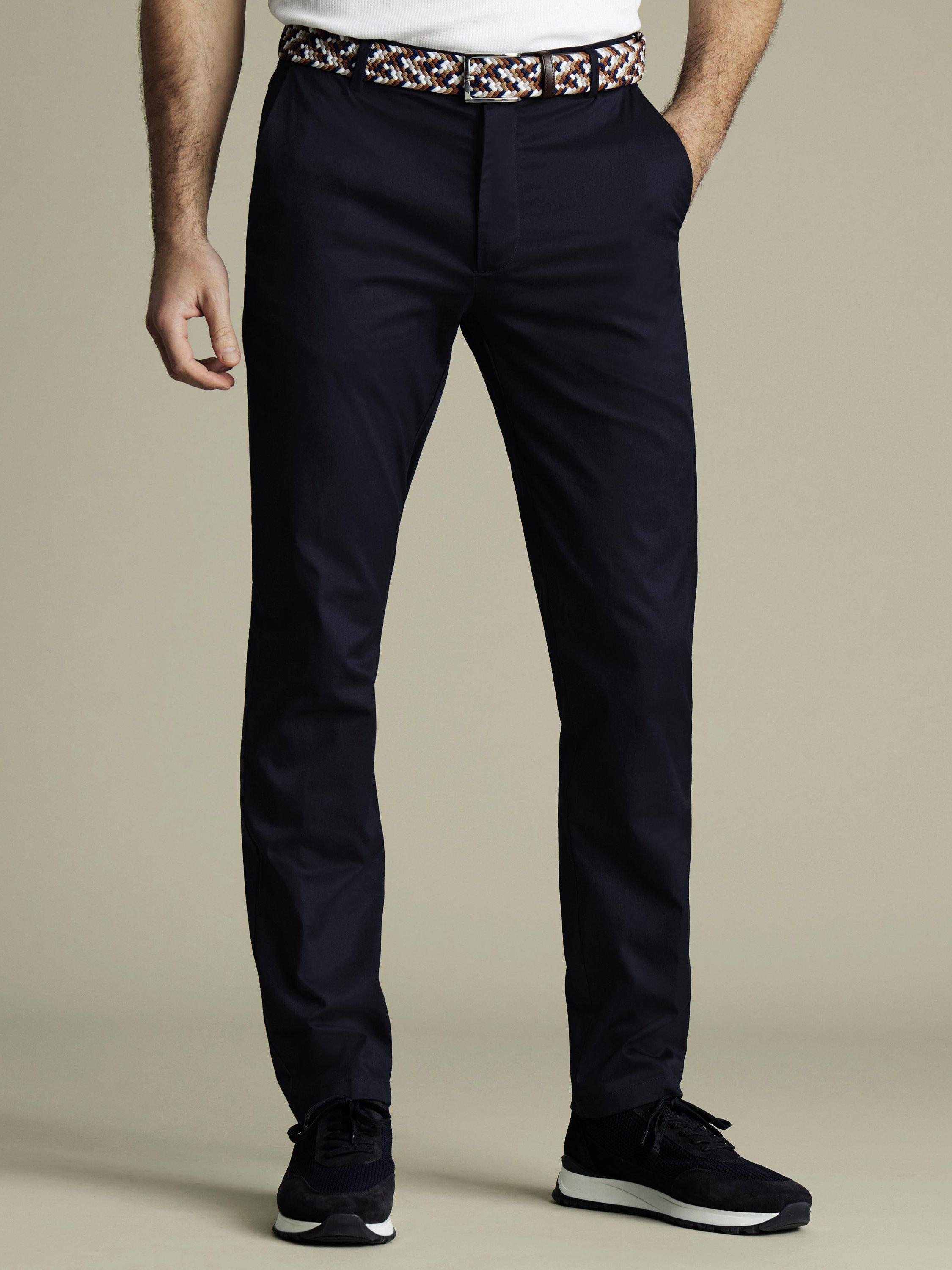 Product image 1 of 6, which shows Charles Tyrwhitt Performance Cotton Blend Chinos, Navy, 30S