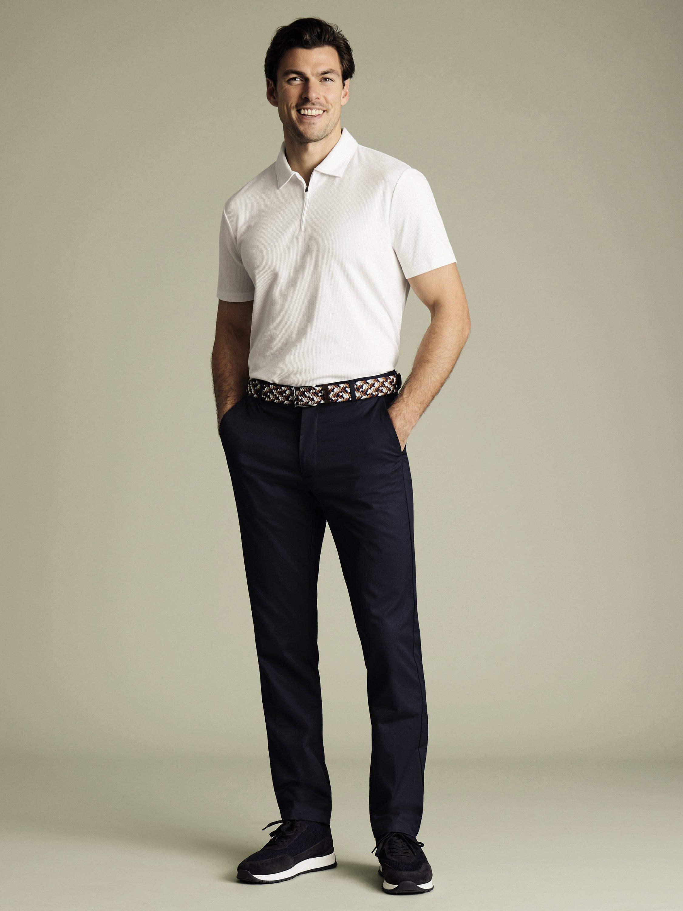 Product image 6 of 6, which shows Charles Tyrwhitt Performance Cotton Blend Chinos, Navy, 30S