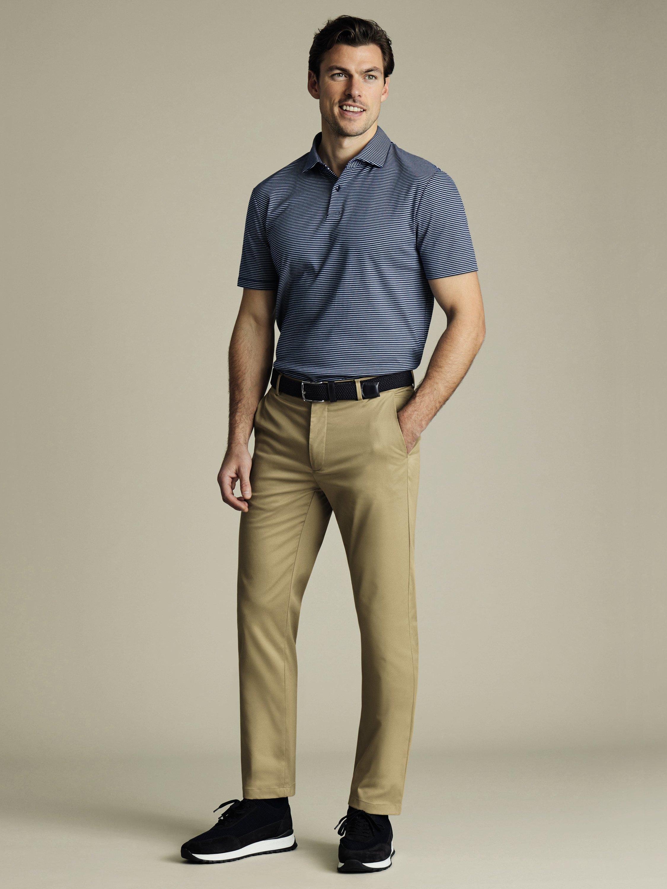 Product image 5 of 6, which shows Charles Tyrwhitt Performance Cotton Blend Chinos, Tan, 30S