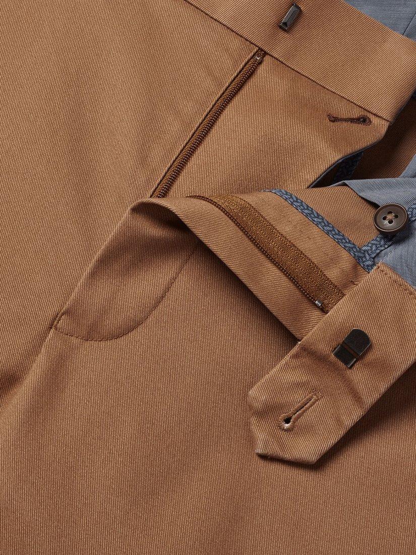 Product image 3 of 5, which shows Charles Tyrwhitt Straight Cotton Blend Trousers, Camel, 30S