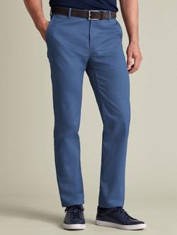 Charles Tyrwhitt Straight Cotton Blend Trousers, Mid Blue