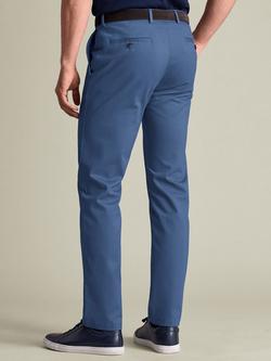 Charles Tyrwhitt Straight Cotton Blend Trousers - view 2, Mid Blue