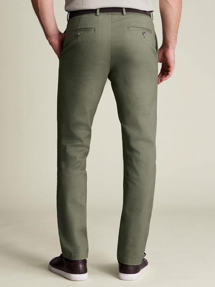 Charles Tyrwhitt Straight Cotton Blend Trousers, Sage Green - view 2, Sage Green