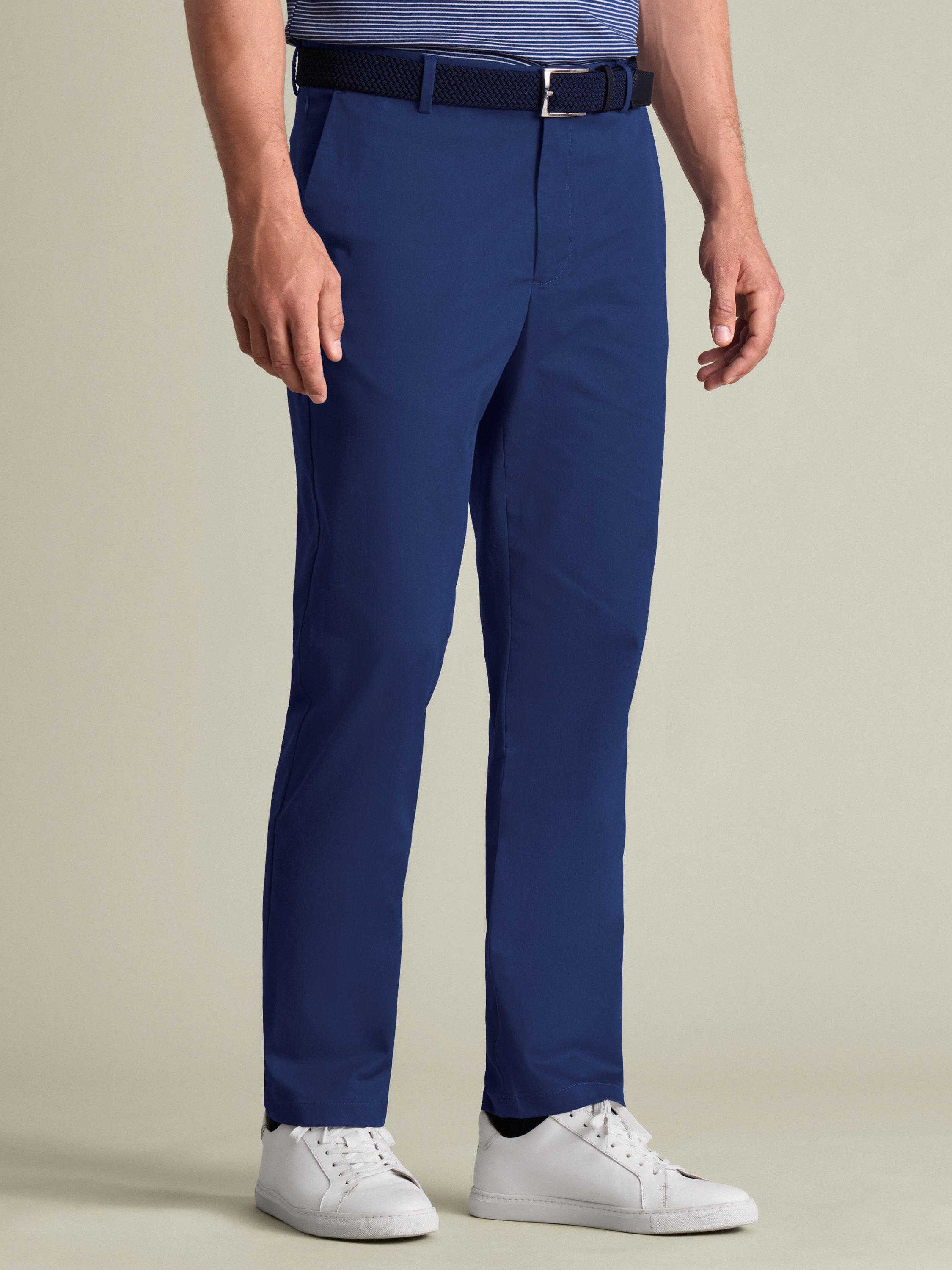 Product image 1 of 5, which shows Charles Tyrwhitt Performance Cotton Blend Chinos, Royal Blue, 30S
