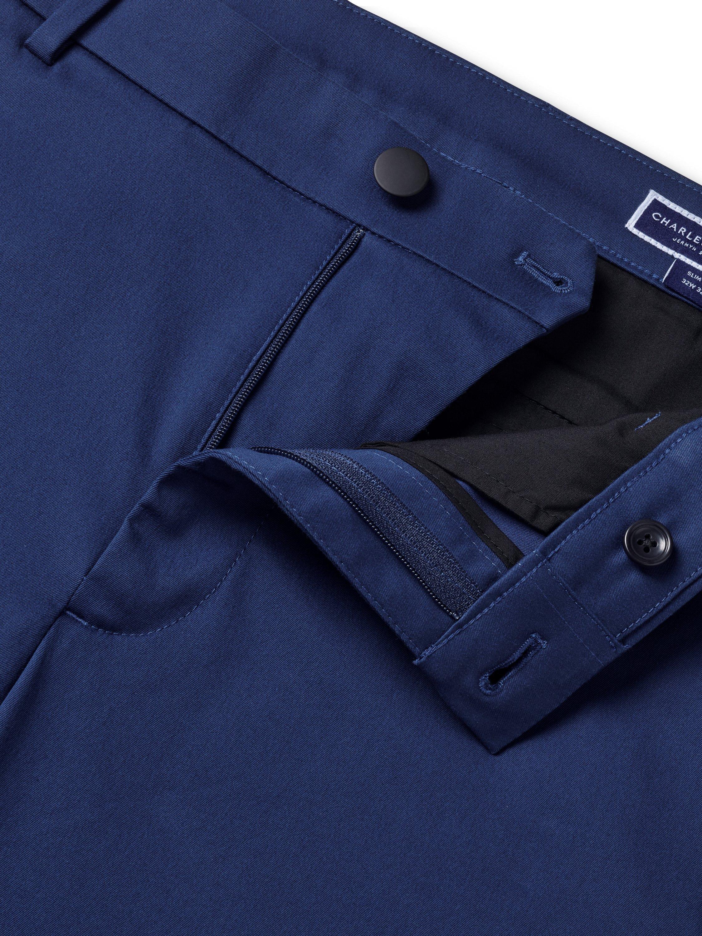 Product image 3 of 5, which shows Charles Tyrwhitt Performance Cotton Blend Chinos, Royal Blue, 30S