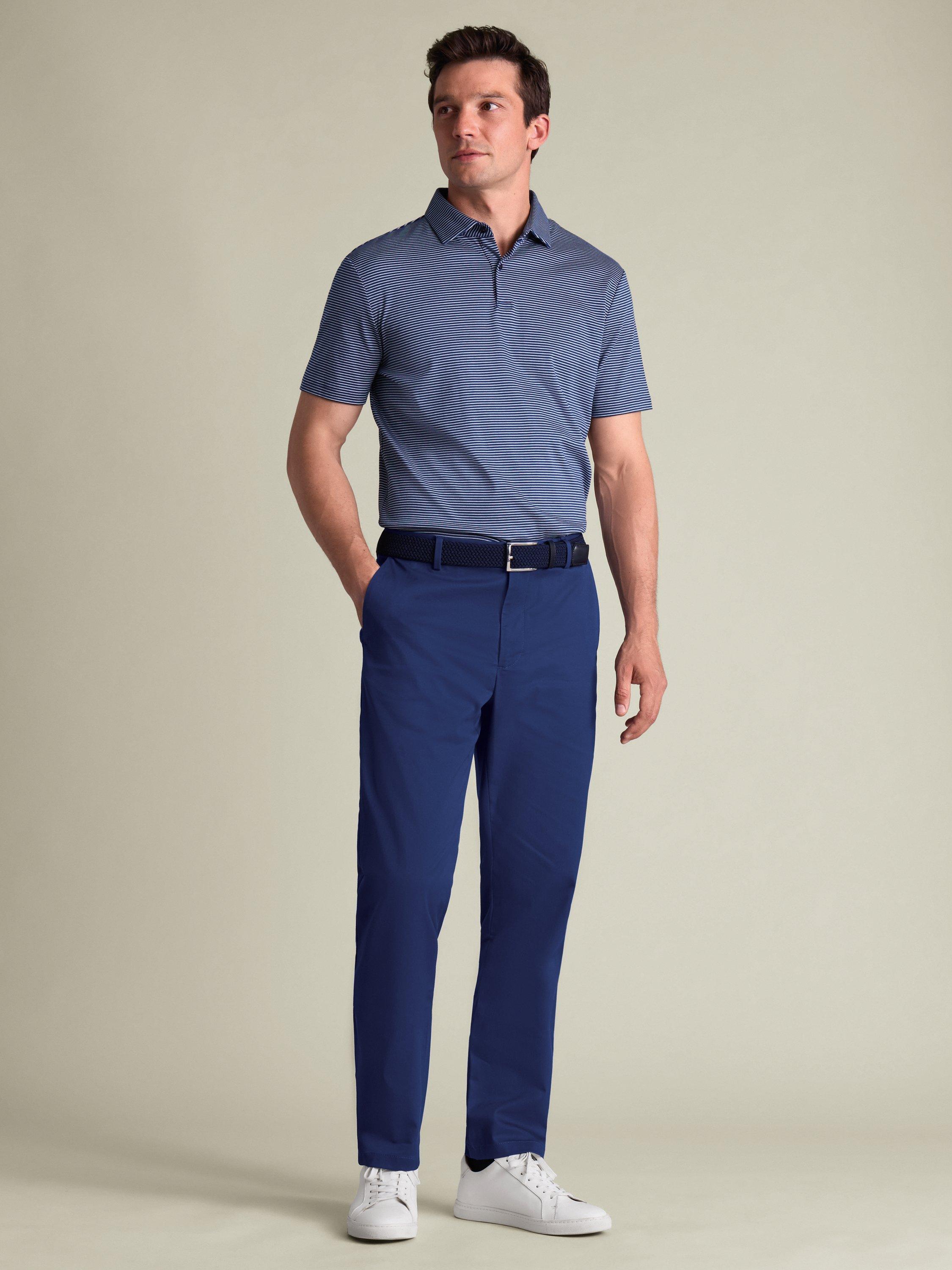 Product image 4 of 5, which shows Charles Tyrwhitt Performance Cotton Blend Chinos, Royal Blue, 30S