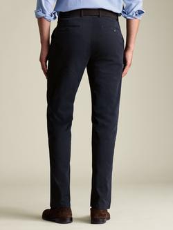 Charles Tyrwhitt Slim Fit Cotton Blend Trousers - view 2, Navy