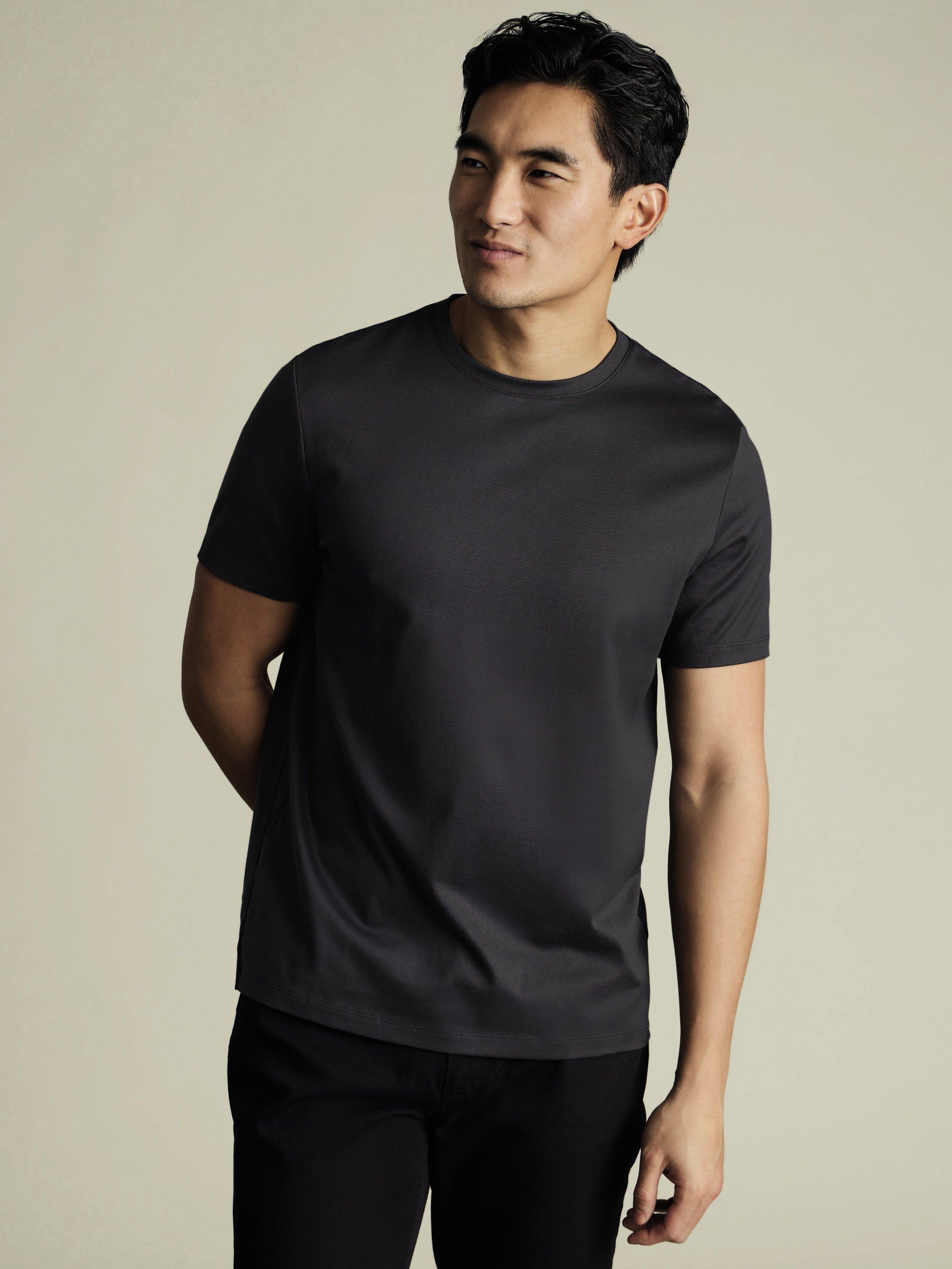 Product image 1 of 5, which shows Charles Tyrwhitt Crew Neck Cotton T-Shirt, Graphite Grey, M