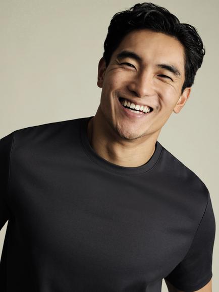 Charles Tyrwhitt Crew Neck Cotton T-Shirt - view 2, Graphite Grey