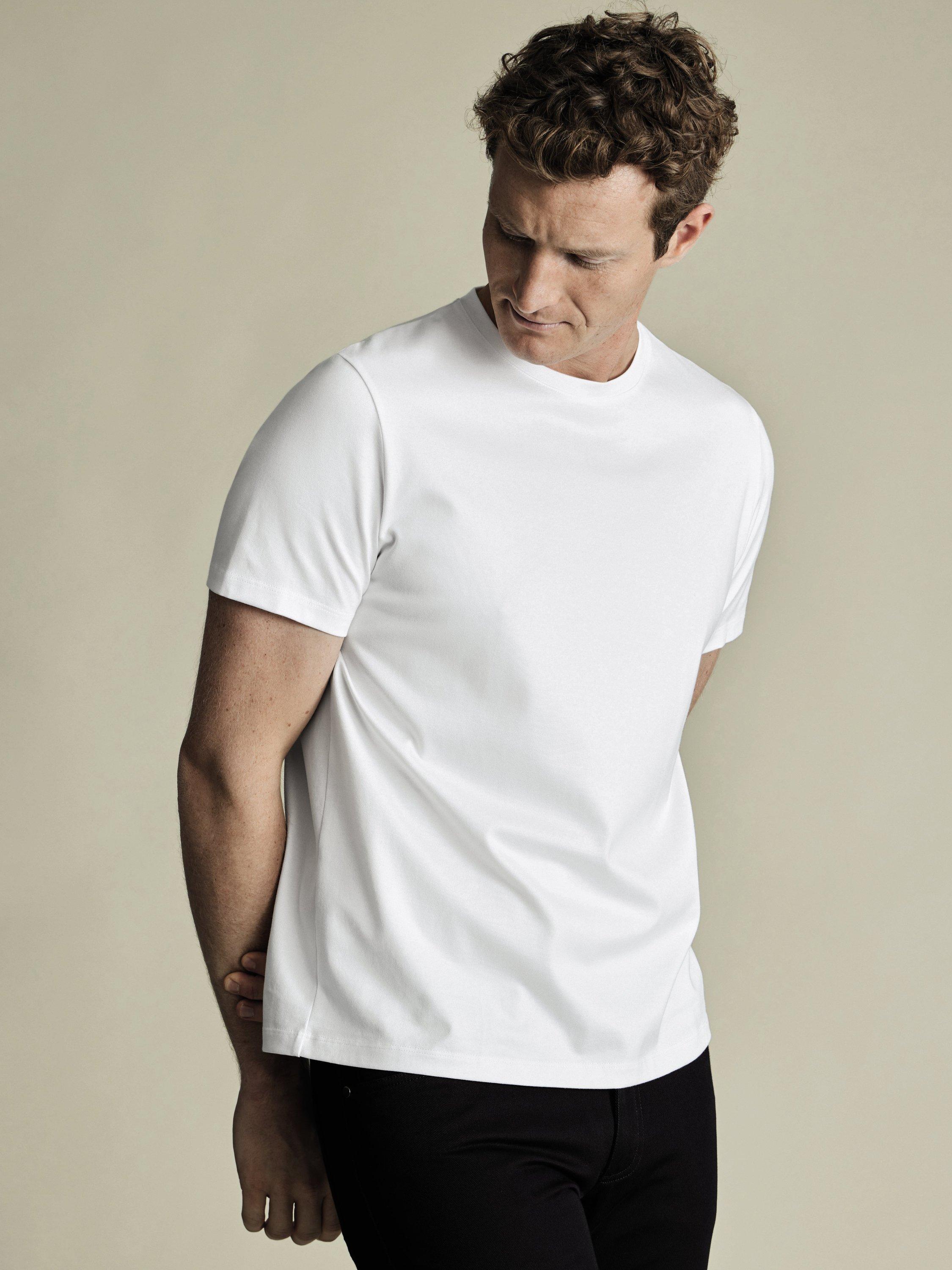 Product image 1 of 5, which shows Charles Tyrwhitt Crew Neck Cotton T-Shirt, White, L