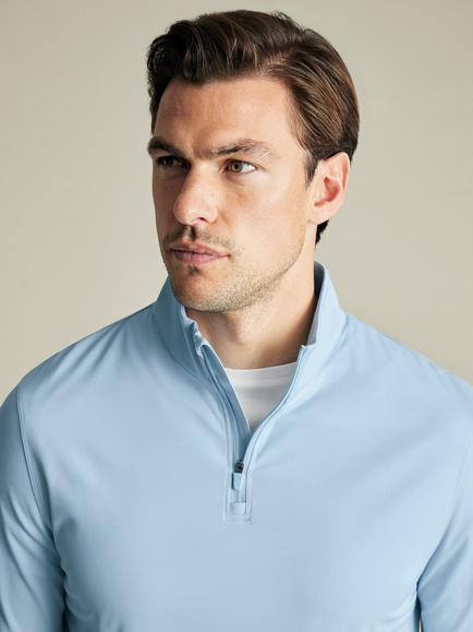 Charles Tyrwhitt Half Zip Top - view 2, Light Blue