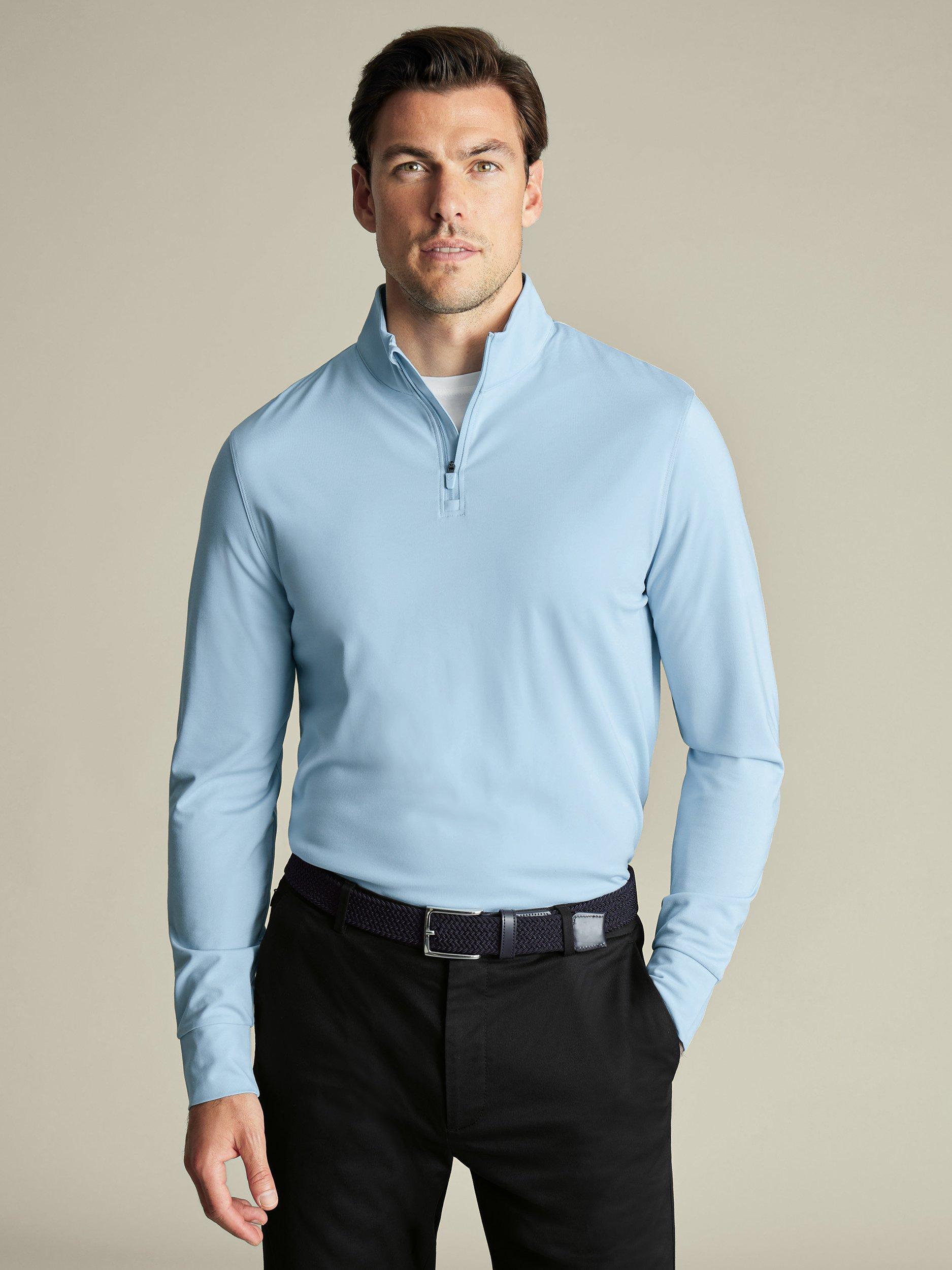 Product image 5 of 5, which shows Charles Tyrwhitt Half Zip Top, Light Blue, XL