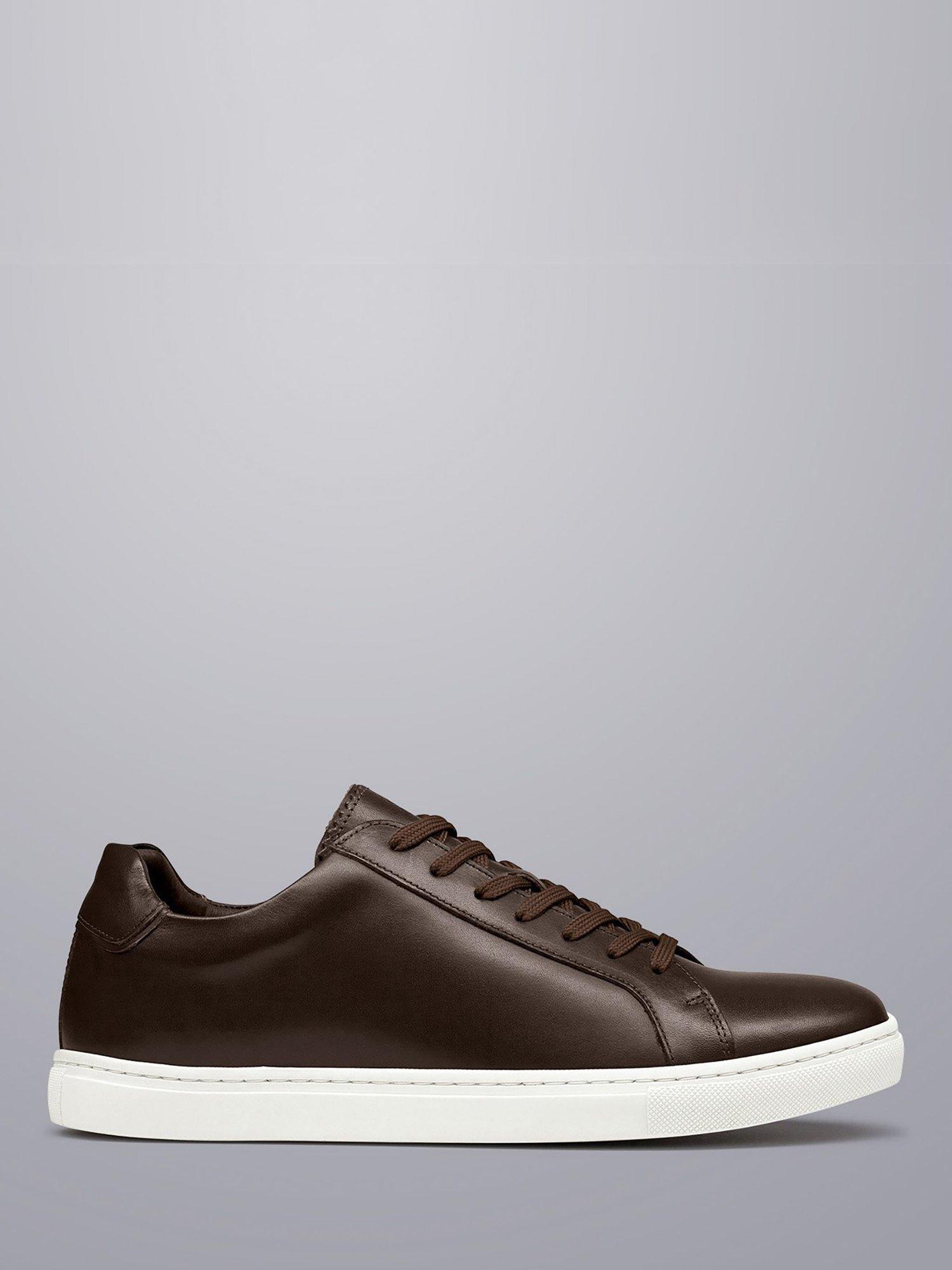Product image 1 of 5, which shows Charles Tyrwhitt Lace Up Leather Trainers, Dark Chocolate, 12