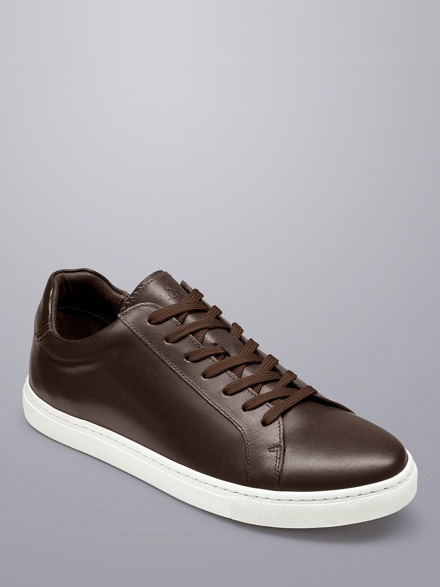 Product image 3 of 5, which shows Charles Tyrwhitt Lace Up Leather Trainers, Dark Chocolate, 12