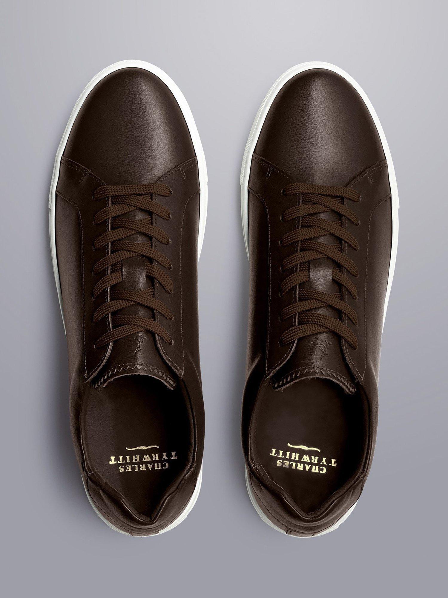 Product image 4 of 5, which shows Charles Tyrwhitt Lace Up Leather Trainers, Dark Chocolate, 12