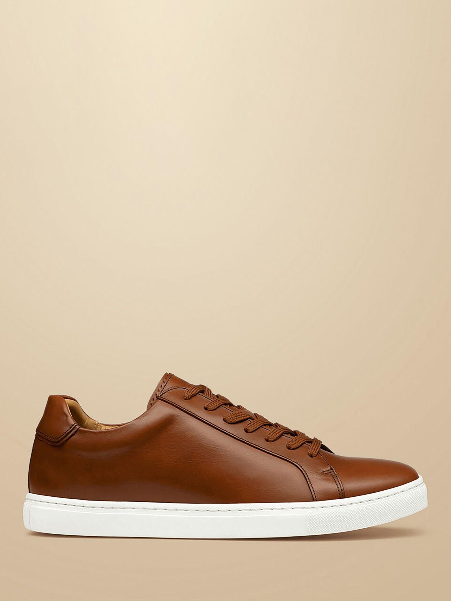 Product image 1 of 4, which shows Charles Tyrwhitt Lace Up Leather Trainers, Dark Tan, 11