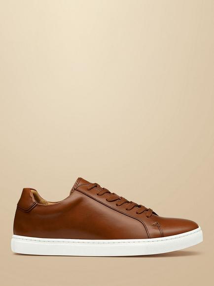 Charles Tyrwhitt Lace Up Leather Trainers, Dark Tan