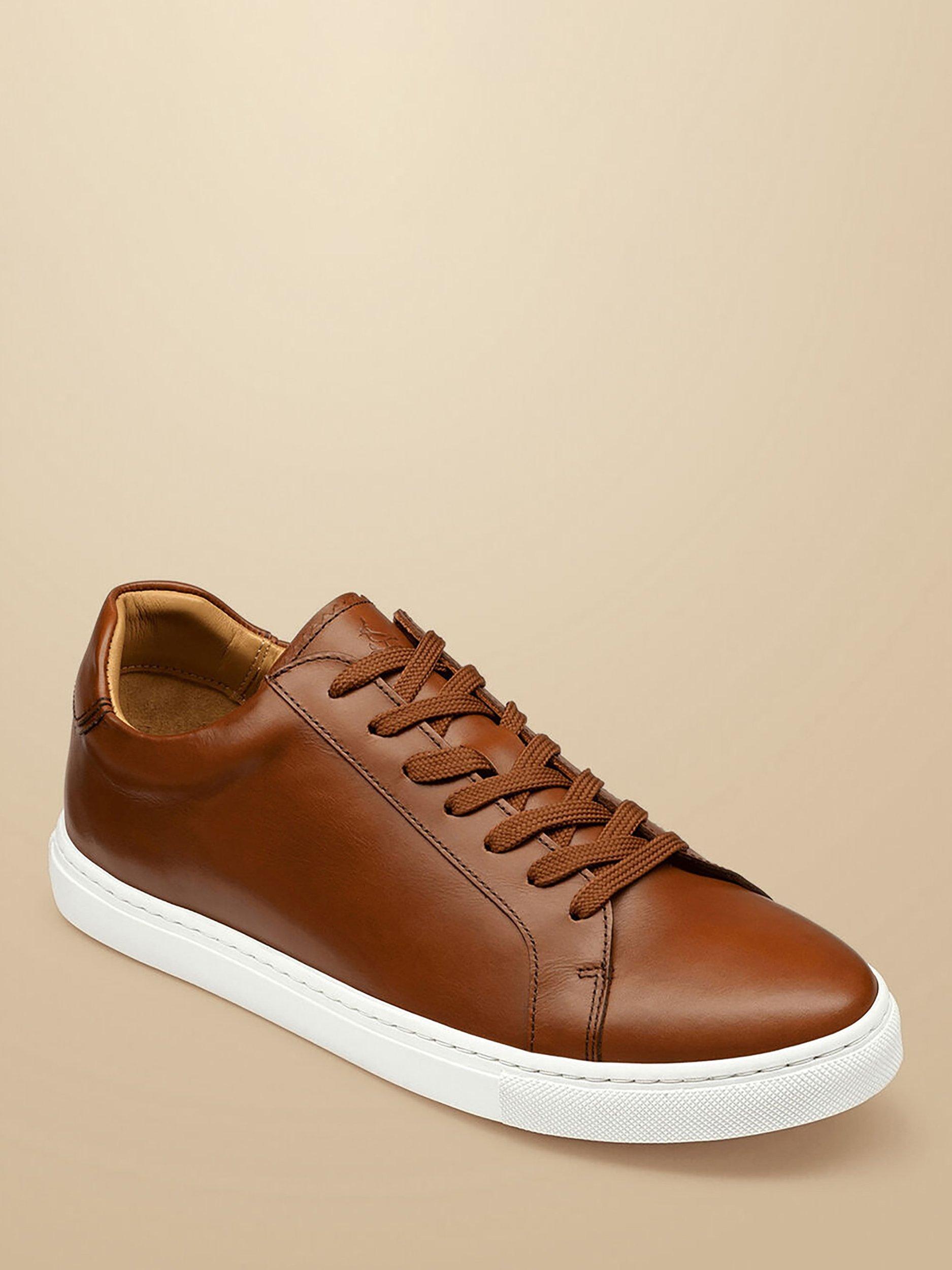 Product image 2 of 4, which shows Charles Tyrwhitt Lace Up Leather Trainers, Dark Tan, 11