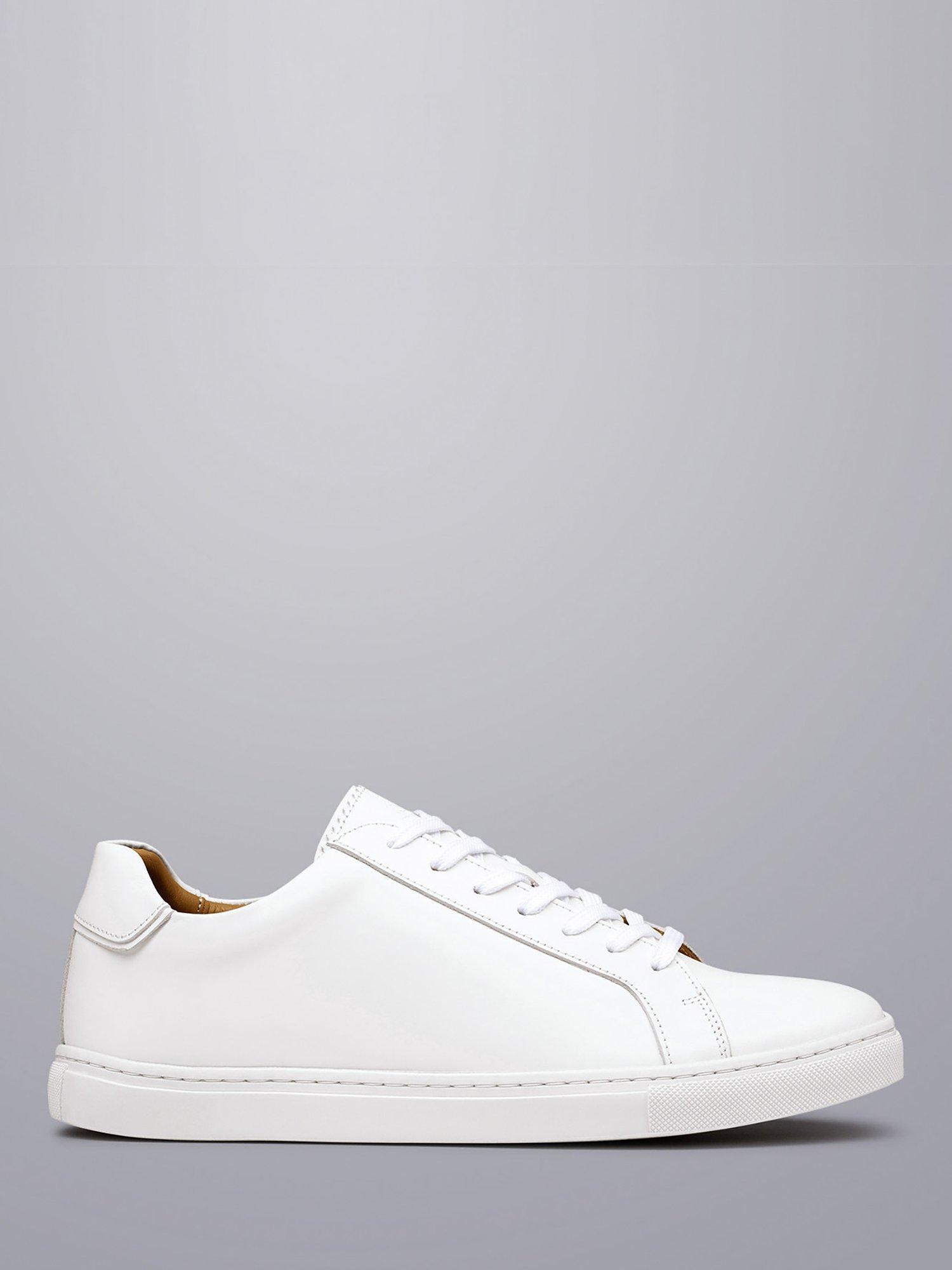 Product image 1 of 4, which shows Charles Tyrwhitt Lace Up Leather Trainers, White, 7