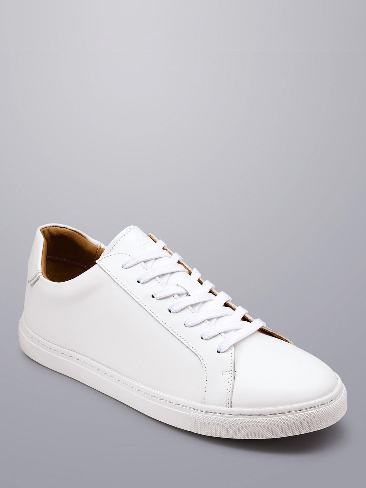 Product image 2 of 4, which shows Charles Tyrwhitt Lace Up Leather Trainers, White, 7