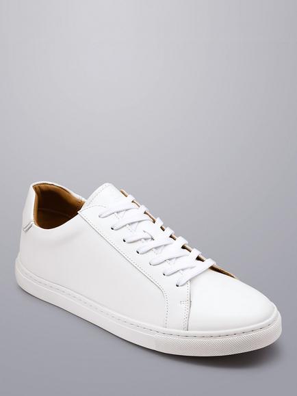 Charles Tyrwhitt Lace Up Leather Trainers - view 2, White