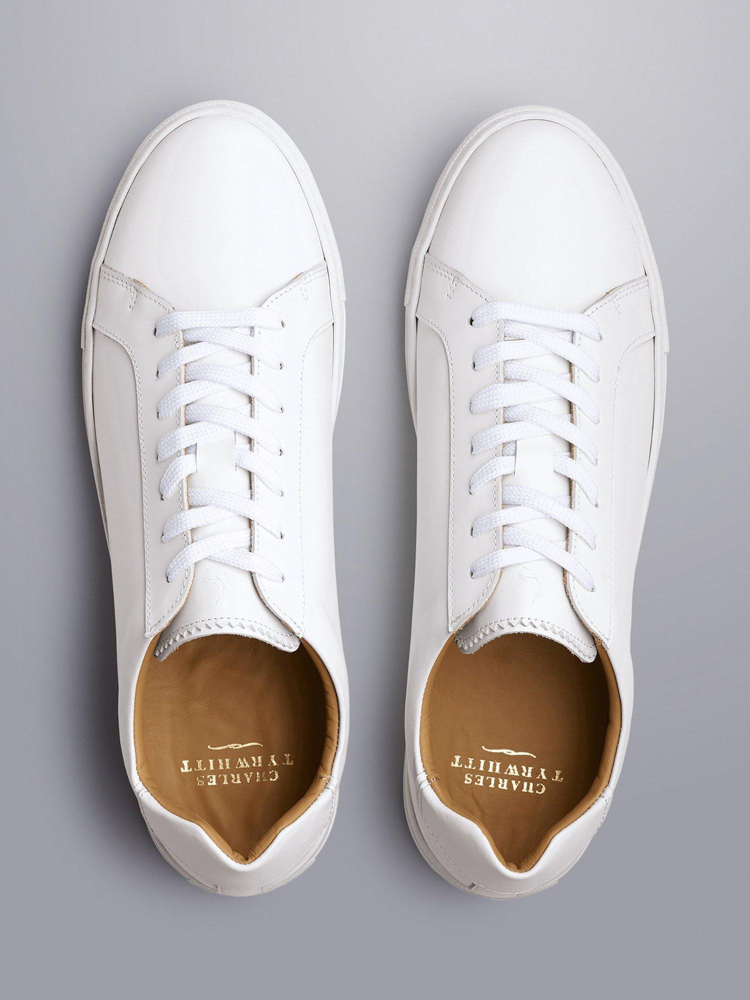 Product image 3 of 4, which shows Charles Tyrwhitt Lace Up Leather Trainers, White, 7