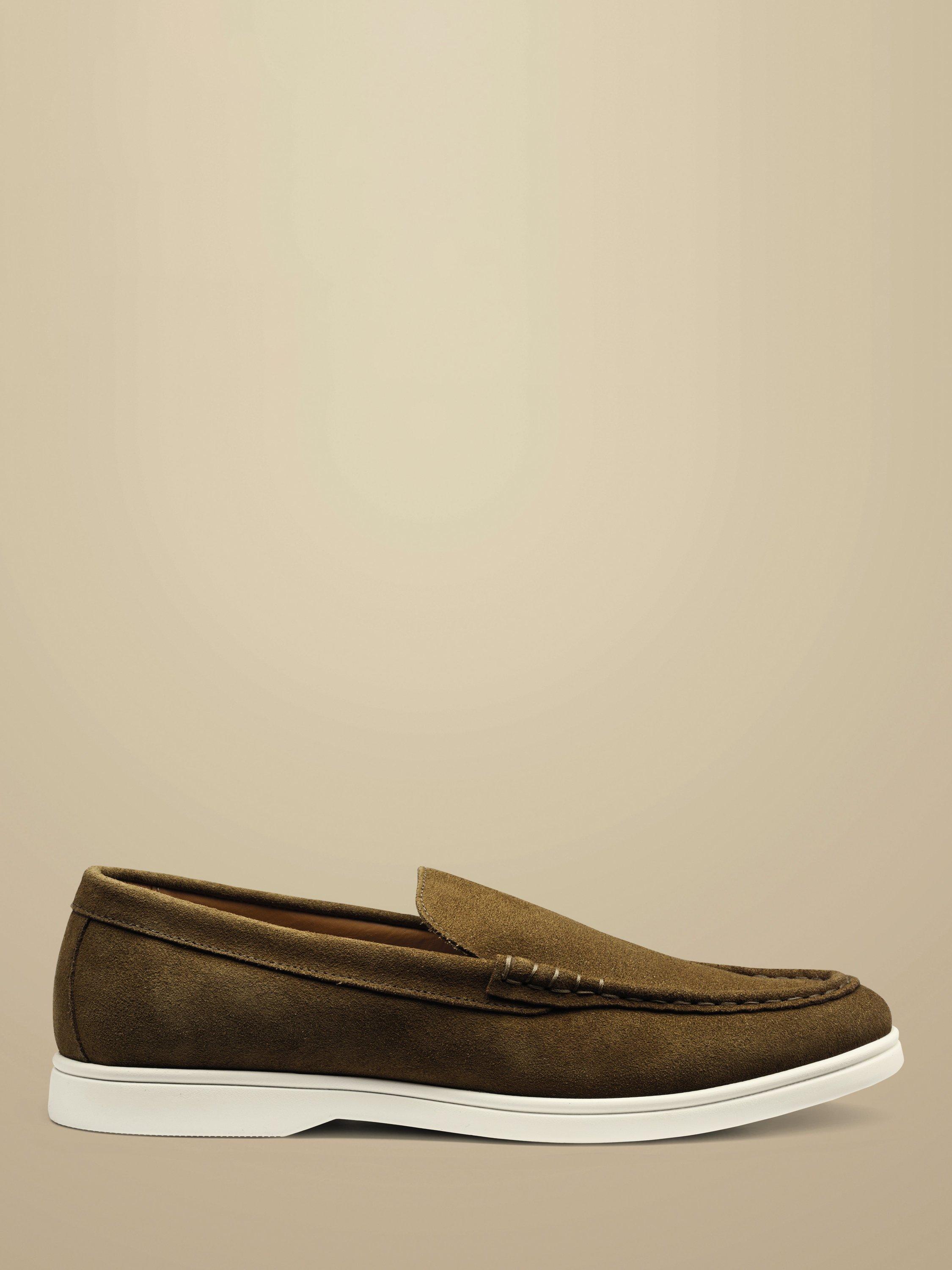 Product image 1 of 4, which shows Charles Tyrwhitt Suede Slip On Shoes, Light Brown, 10