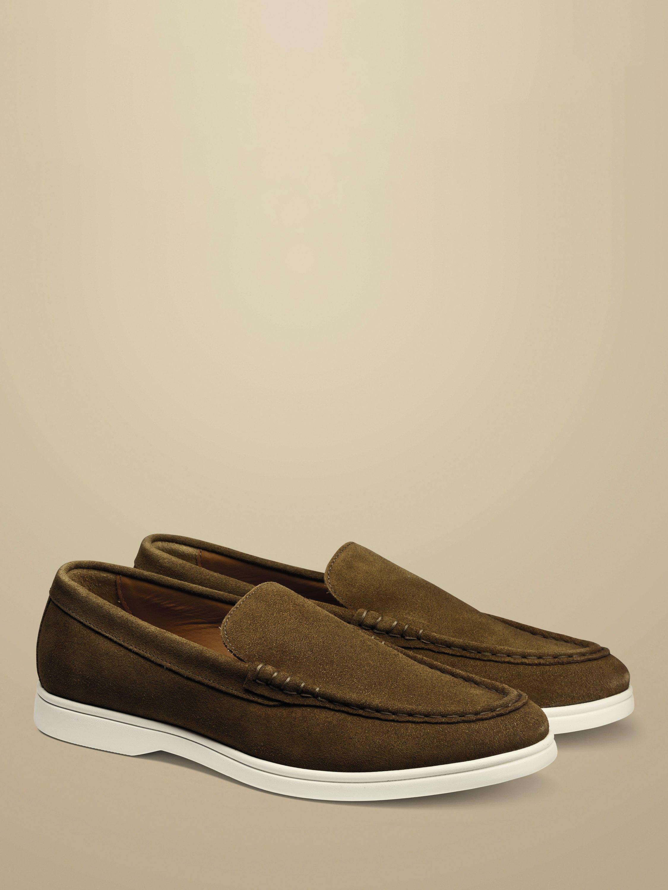 Product image 3 of 4, which shows Charles Tyrwhitt Suede Slip On Shoes, Light Brown, 10