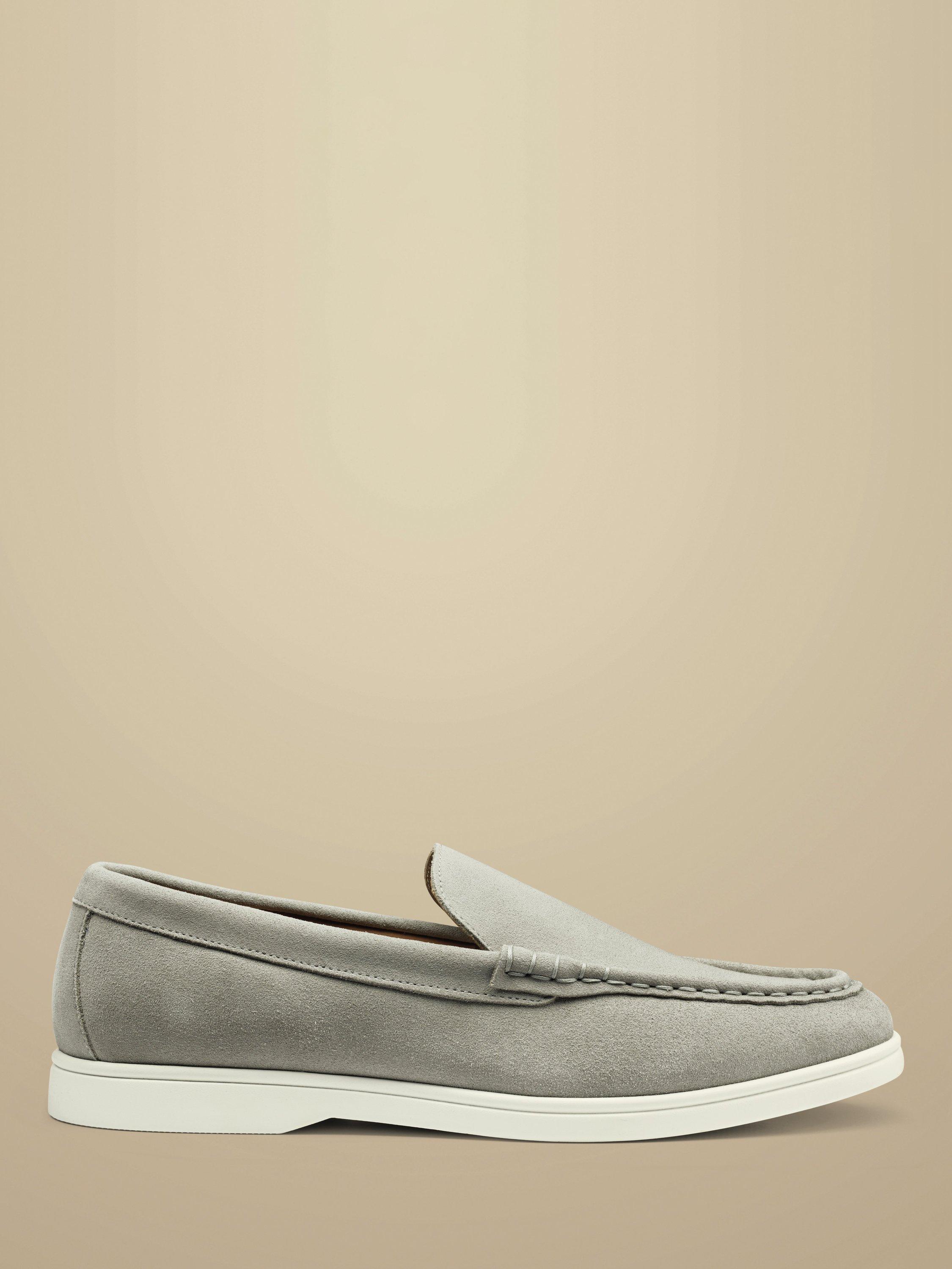 Product image 1 of 4, which shows Charles Tyrwhitt Suede Slip On Shoes, Light Grey, 12