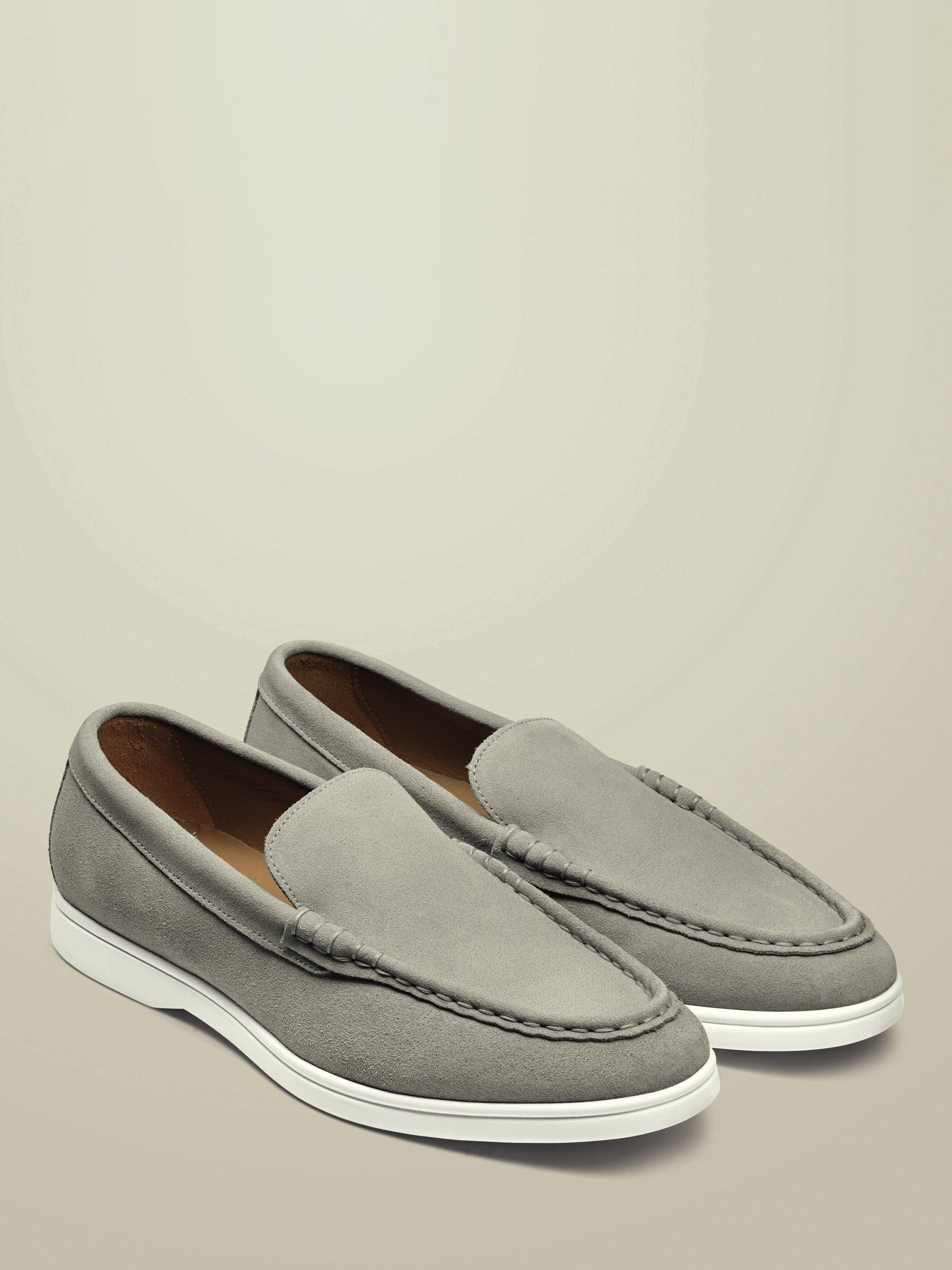 Product image 3 of 4, which shows Charles Tyrwhitt Suede Slip On Shoes, Light Grey, 12