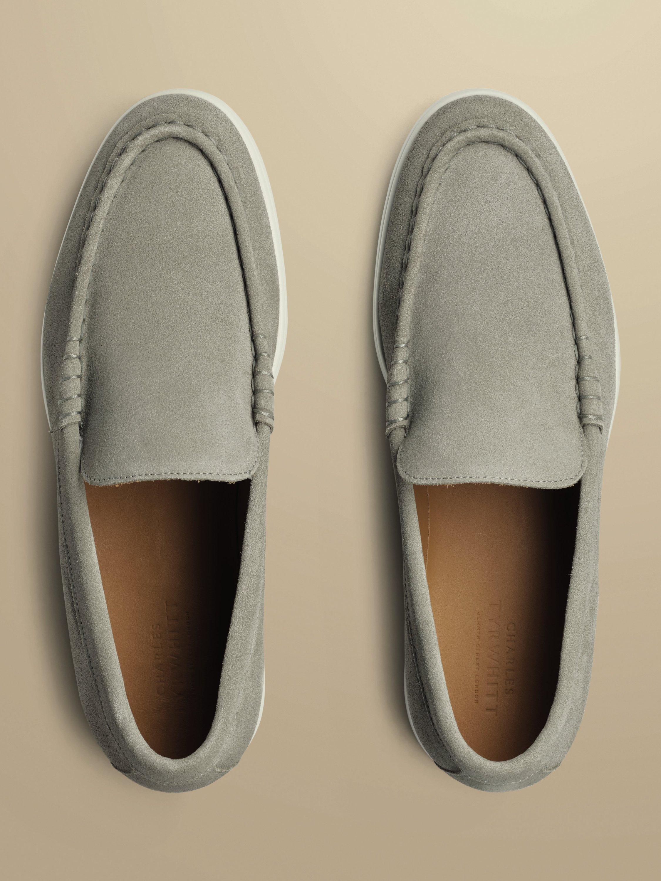 Product image 4 of 4, which shows Charles Tyrwhitt Suede Slip On Shoes, Light Grey, 12