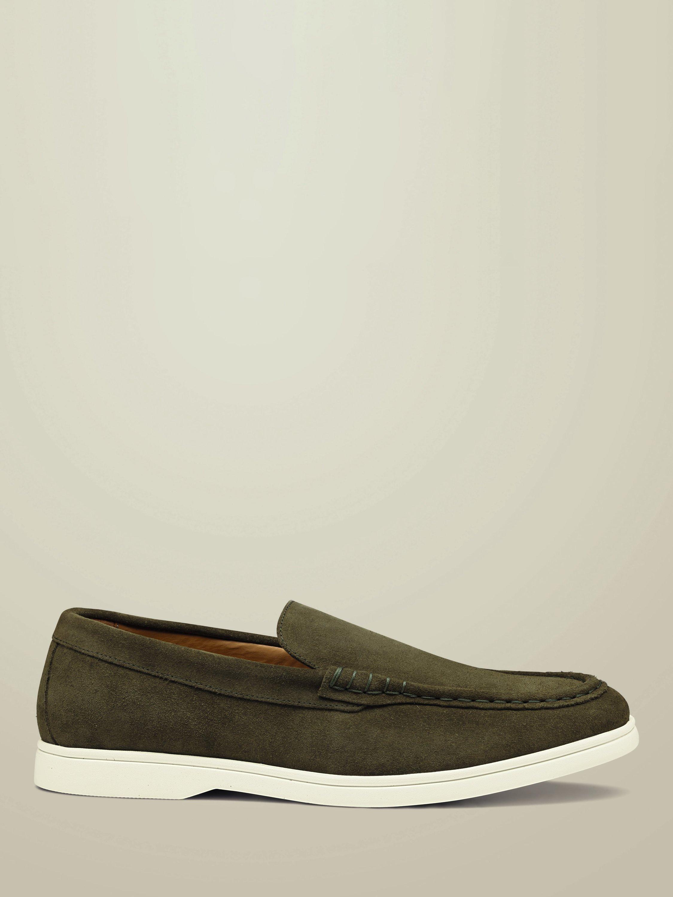 Product image 1 of 4, which shows Charles Tyrwhitt Suede Slip On Shoes, Olive Green, 11