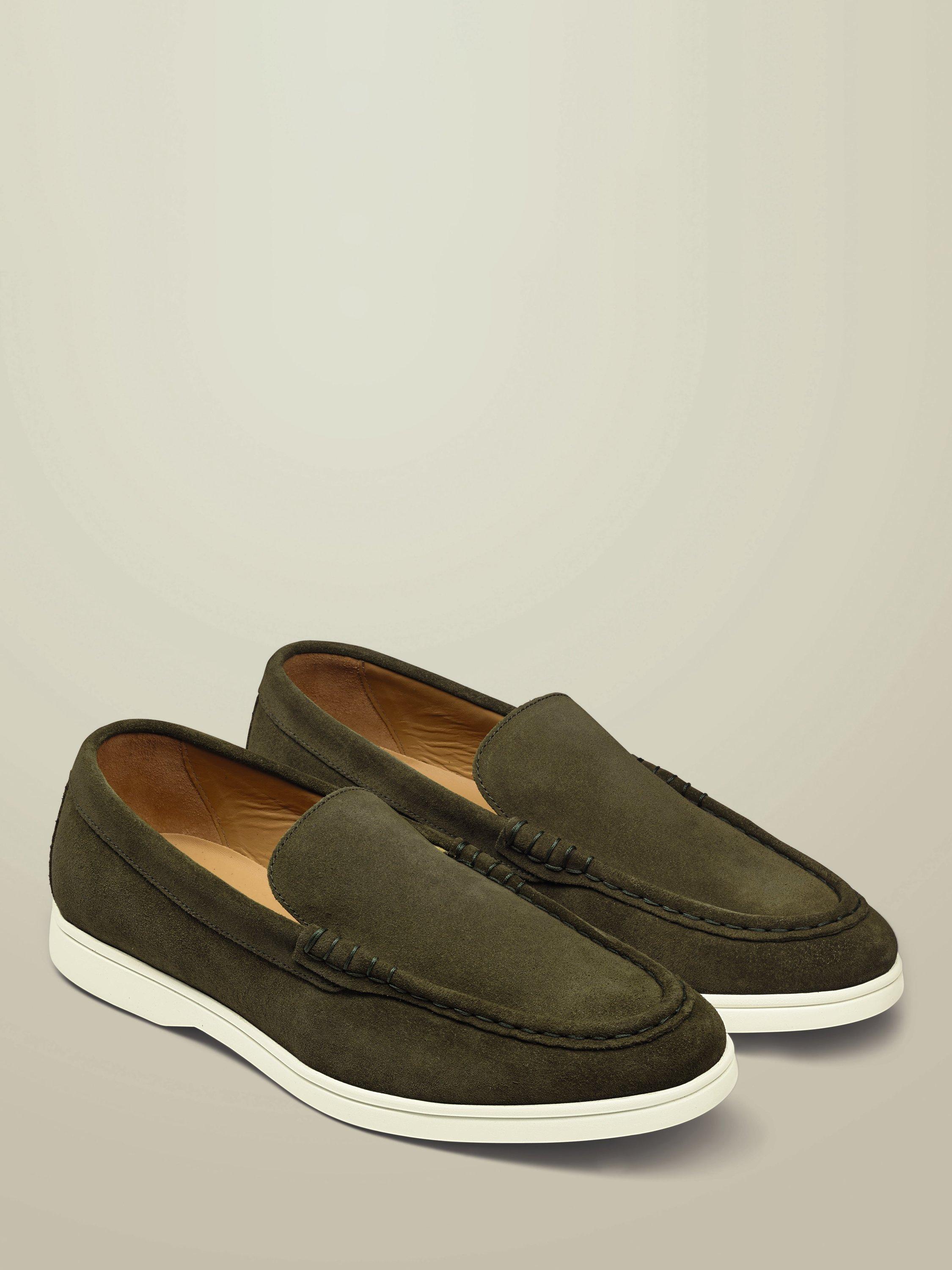 Product image 3 of 4, which shows Charles Tyrwhitt Suede Slip On Shoes, Olive Green, 11