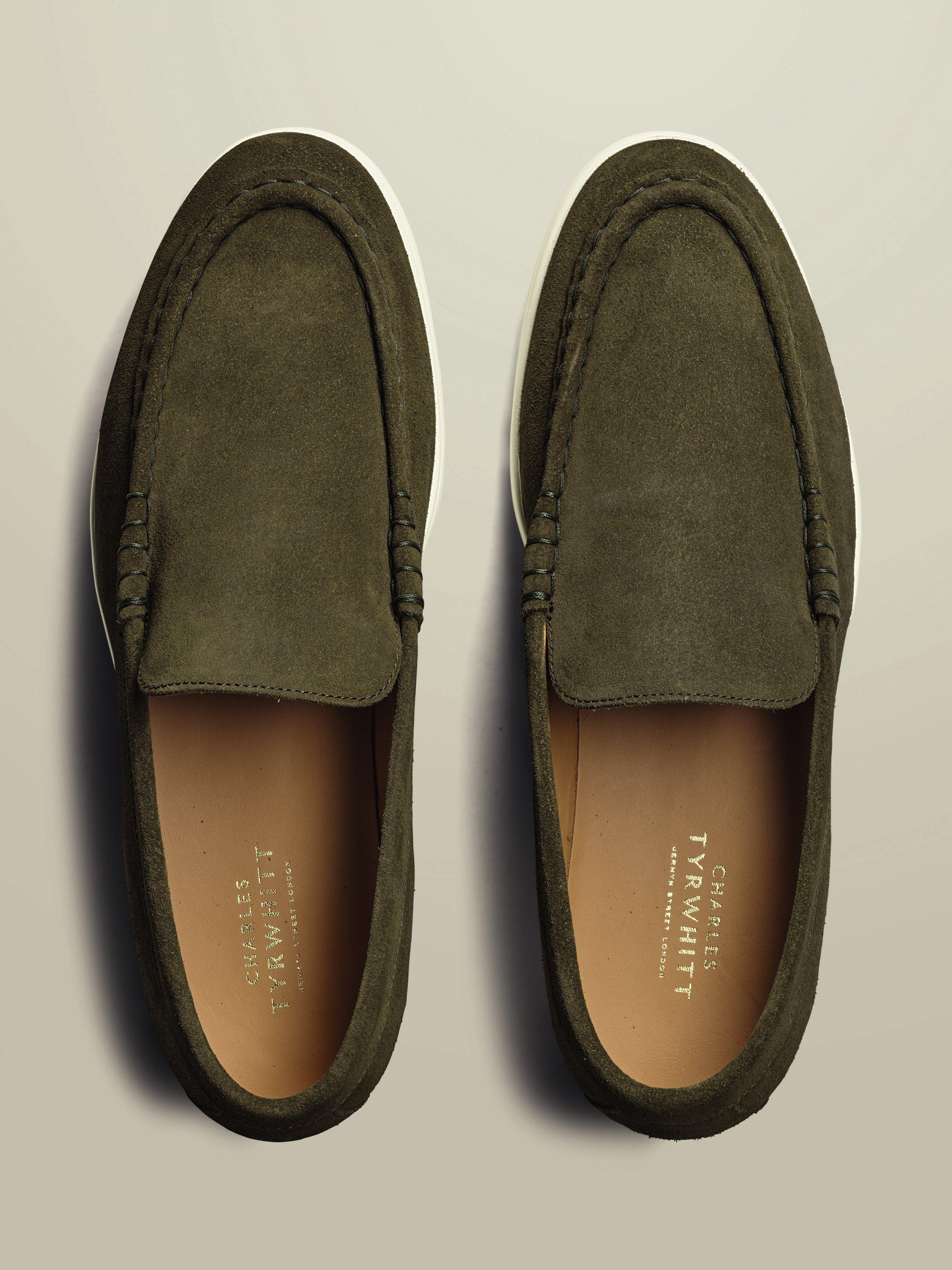 Product image 4 of 4, which shows Charles Tyrwhitt Suede Slip On Shoes, Olive Green, 11